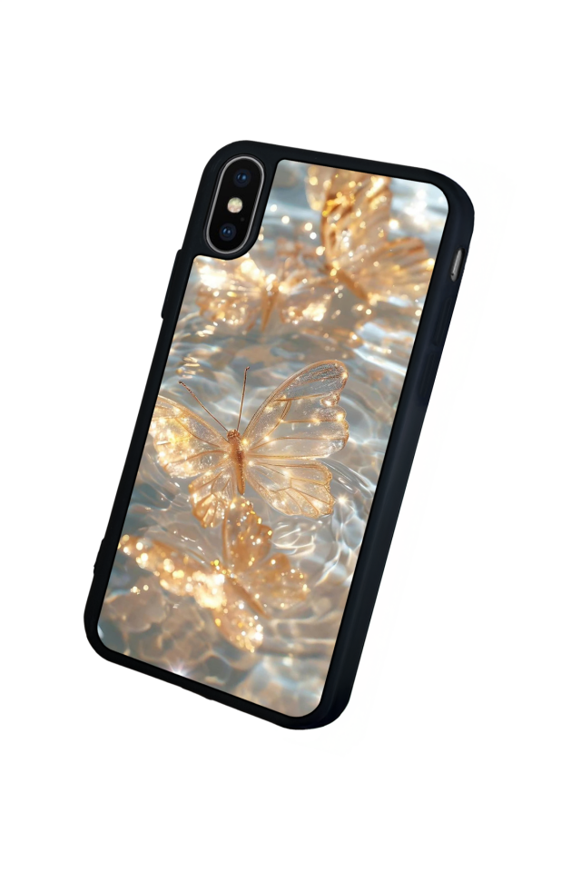 iPhone X/ XS Uyumlu Kelebek Tasarımlı Glossy Premium Kılıf