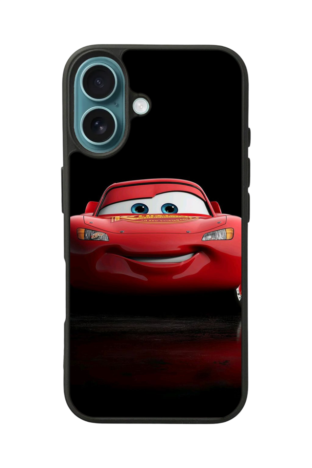 iPhone 16 Plus Uyumlu Şimsek McQueen Tasarımlı Glossy Premium Kılıf