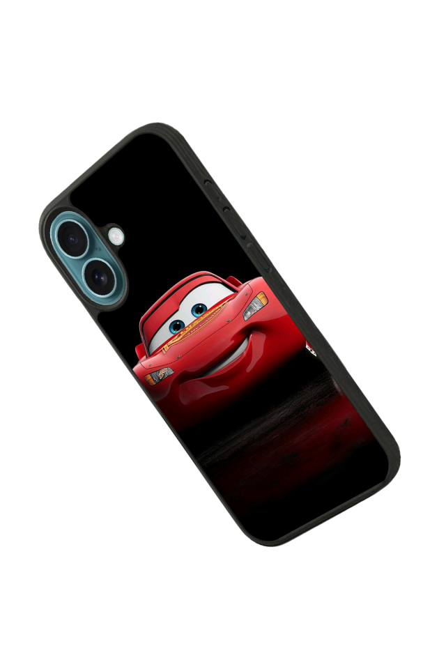 iPhone 16 Plus Uyumlu Şimsek McQueen Tasarımlı Glossy Premium Kılıf