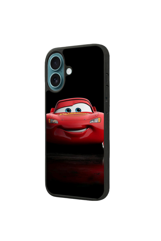 iPhone 16 Plus Uyumlu Şimsek McQueen Tasarımlı Glossy Premium Kılıf