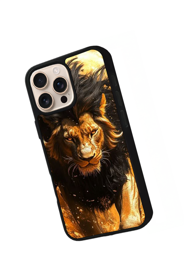 iPhone 15 Pro Uyumlu Aslan Tasarımlı Glossy Premium Kılıf