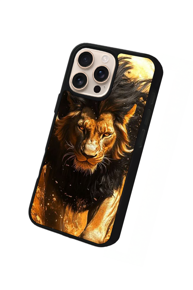 iPhone 15 Pro Uyumlu Aslan Tasarımlı Glossy Premium Kılıf