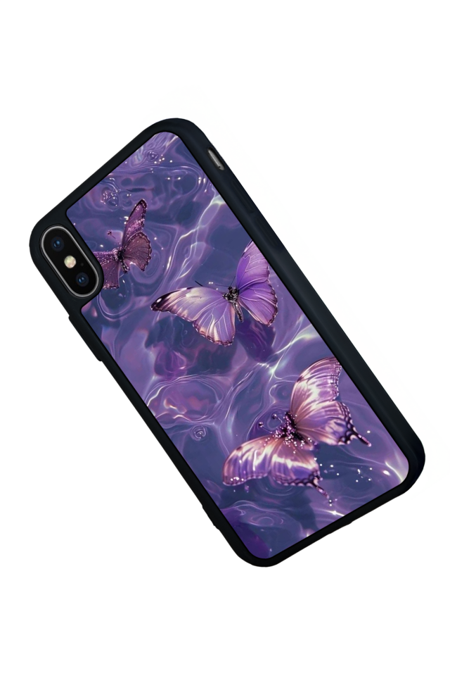 iPhone X/ XS Uyumlu Kelebek Tasarımlı Glossy Premium Kılıf