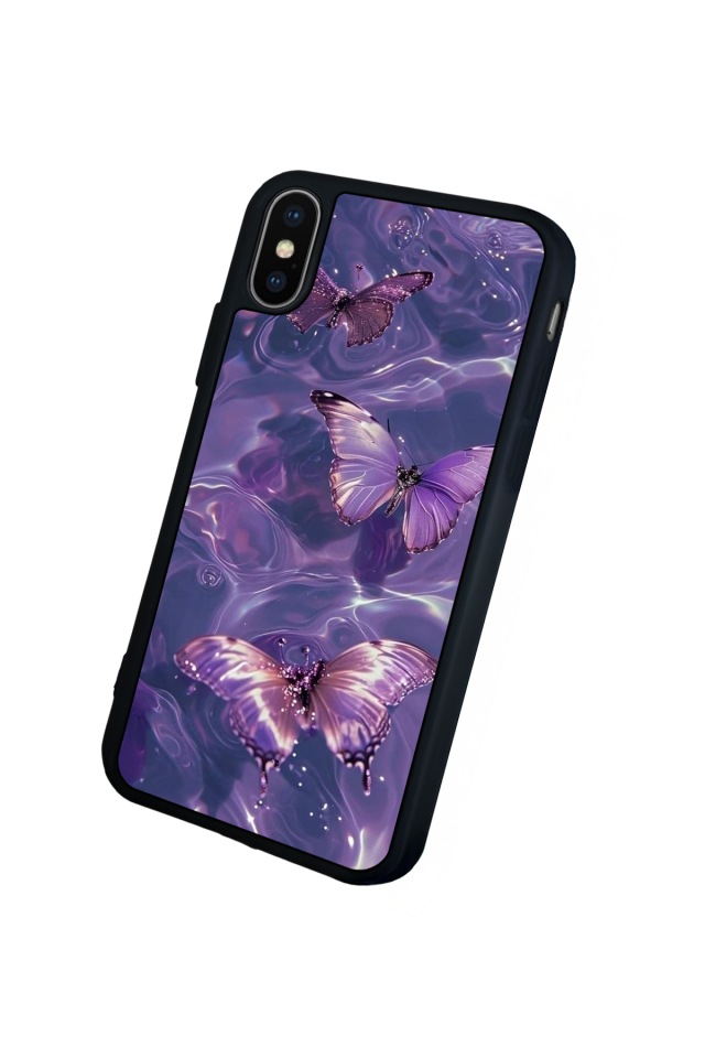 iPhone X/ XS Uyumlu Kelebek Tasarımlı Glossy Premium Kılıf