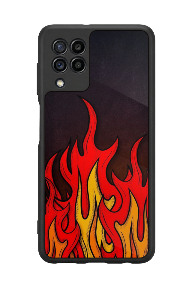 Samsung Galaxy M22 Uyumlu Retro Flame Patterns Tasarımlı Glossy Premium Kılıf