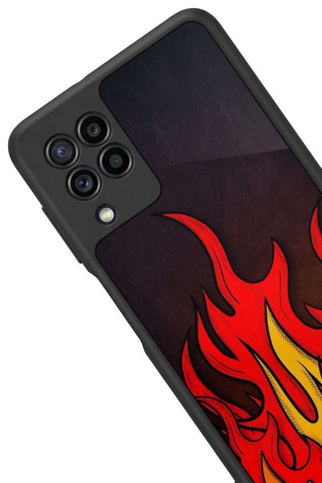 Samsung Galaxy M22 Uyumlu Retro Flame Patterns Tasarımlı Glossy Premium Kılıf