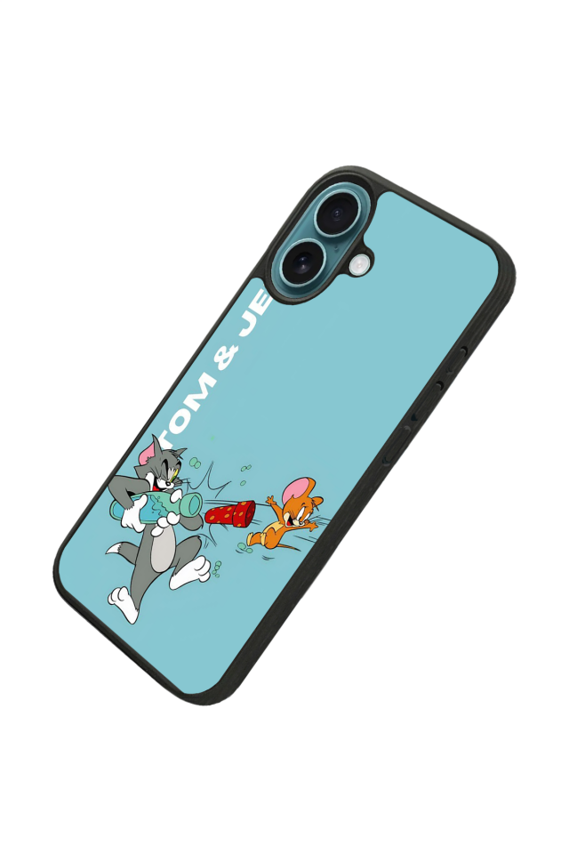 iPhone 16 Uyumlu Tom And Jerry Tasarımlı Glossy Premium Kılıf