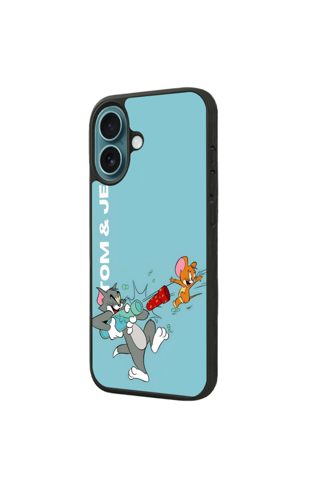 iPhone 16 Uyumlu Tom And Jerry Tasarımlı Glossy Premium Kılıf