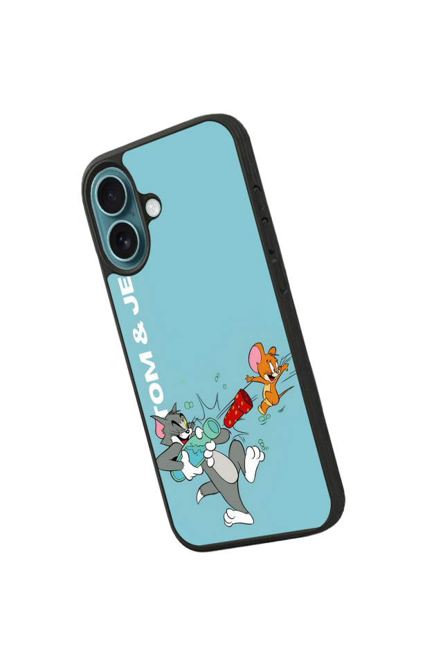 iPhone 16 Uyumlu Tom And Jerry Tasarımlı Glossy Premium Kılıf