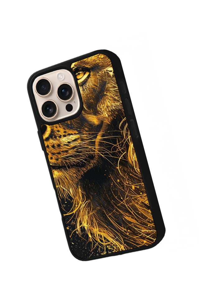 iPhone 15 Pro Uyumlu Aslan Tasarımlı Glossy Premium Kılıf