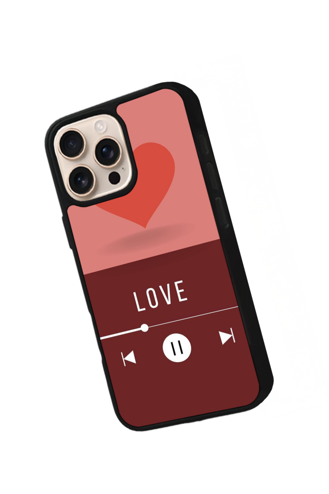 iPhone 16 Pro Uyumlu Kalp Love Tasarımlı Glossy Premium Kılıf