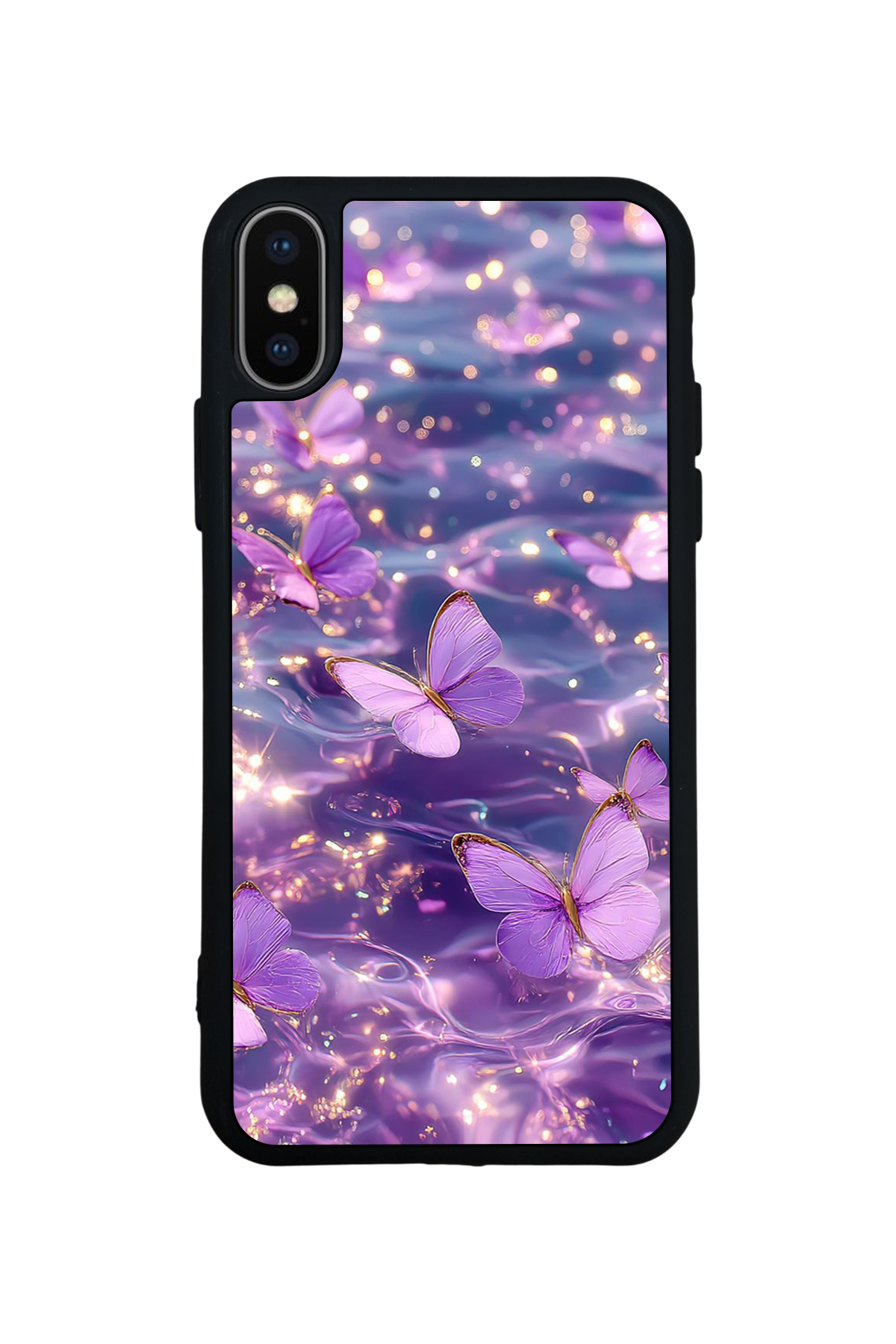 iPhone X/ XS Uyumlu Kelebek Tasarımlı Glossy Premium Kılıf