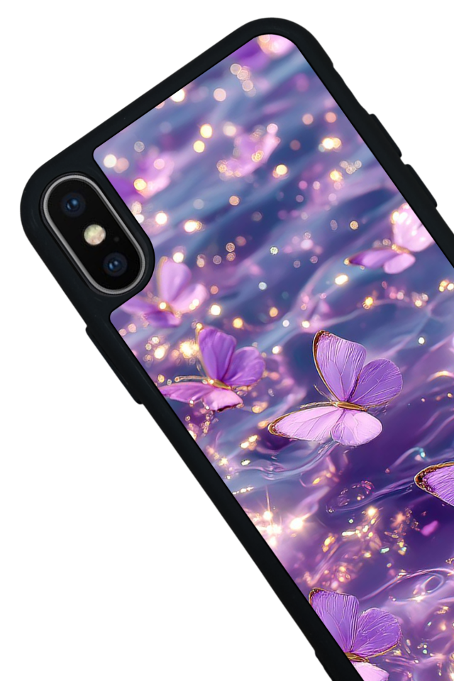 iPhone X/ XS Uyumlu Kelebek Tasarımlı Glossy Premium Kılıf
