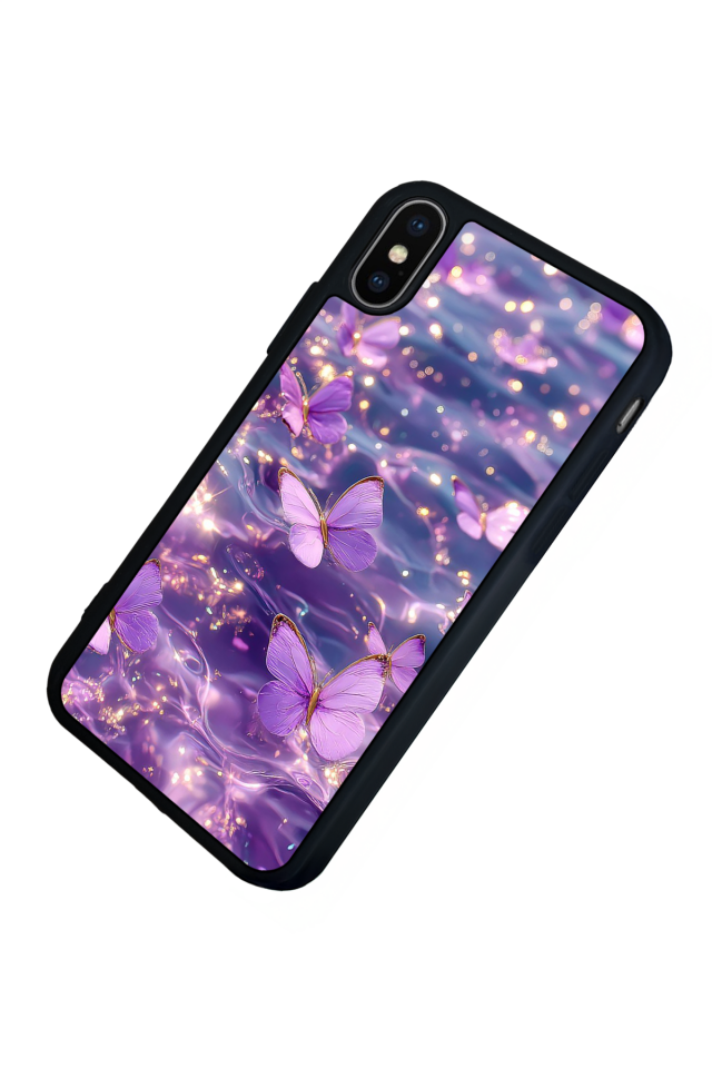 iPhone X/ XS Uyumlu Kelebek Tasarımlı Glossy Premium Kılıf