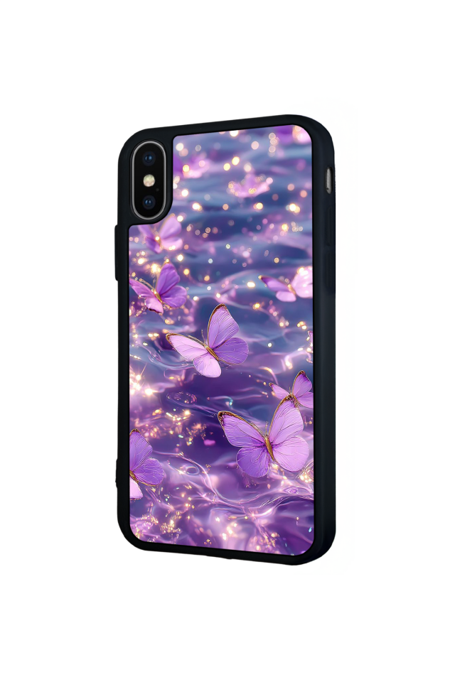 iPhone X/ XS Uyumlu Kelebek Tasarımlı Glossy Premium Kılıf