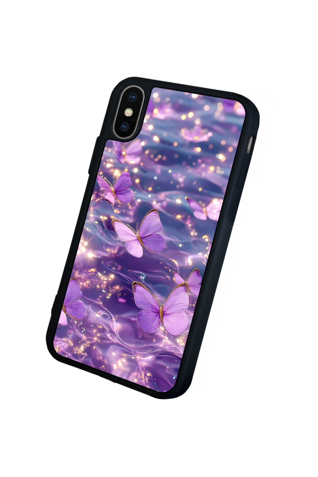 iPhone X/ XS Uyumlu Kelebek Tasarımlı Glossy Premium Kılıf