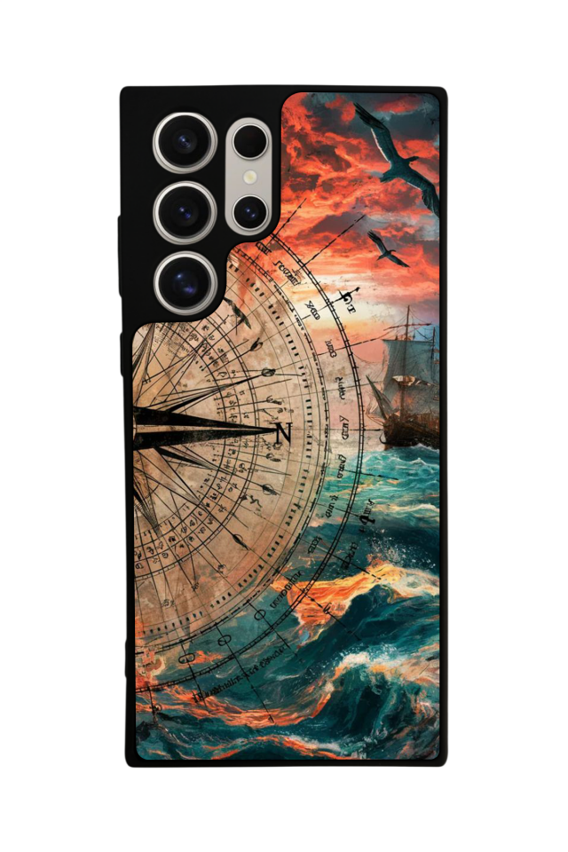 Samsung Galaxy S24 Ultra Uyumlu Pusula Tasarımlı Glossy Premium Kılıf