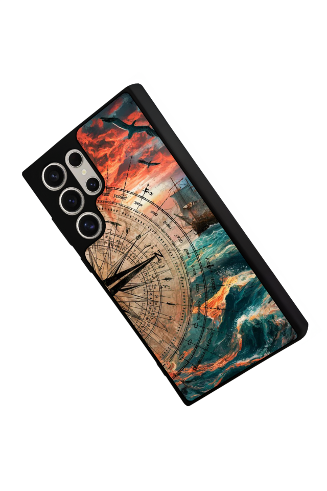 Samsung Galaxy S24 Ultra Uyumlu Pusula Tasarımlı Glossy Premium Kılıf