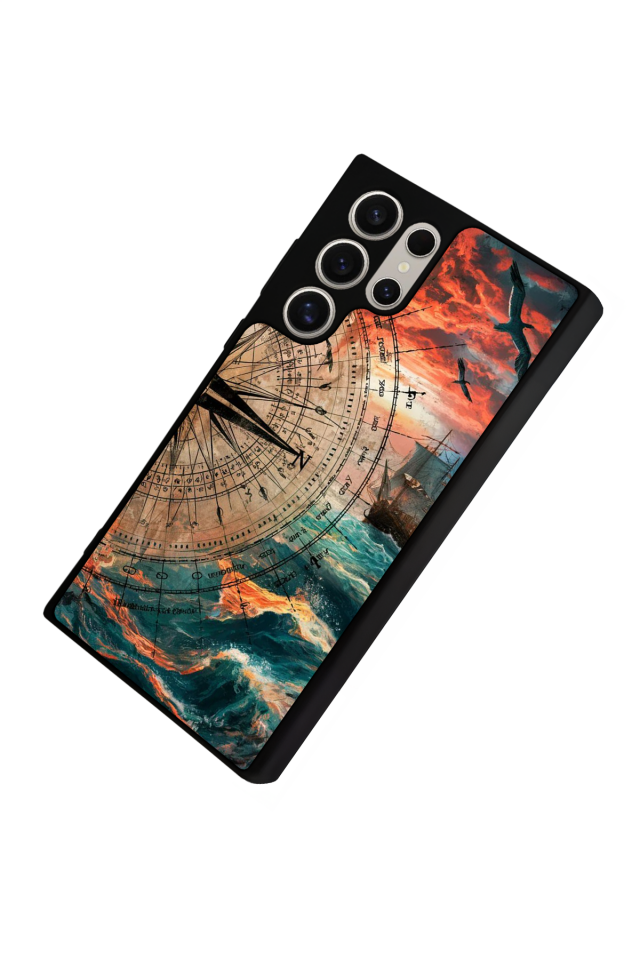 Samsung Galaxy S24 Ultra Uyumlu Pusula Tasarımlı Glossy Premium Kılıf