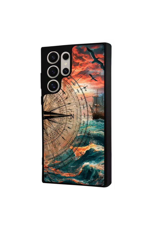 Samsung Galaxy S24 Ultra Uyumlu Pusula Tasarımlı Glossy Premium Kılıf