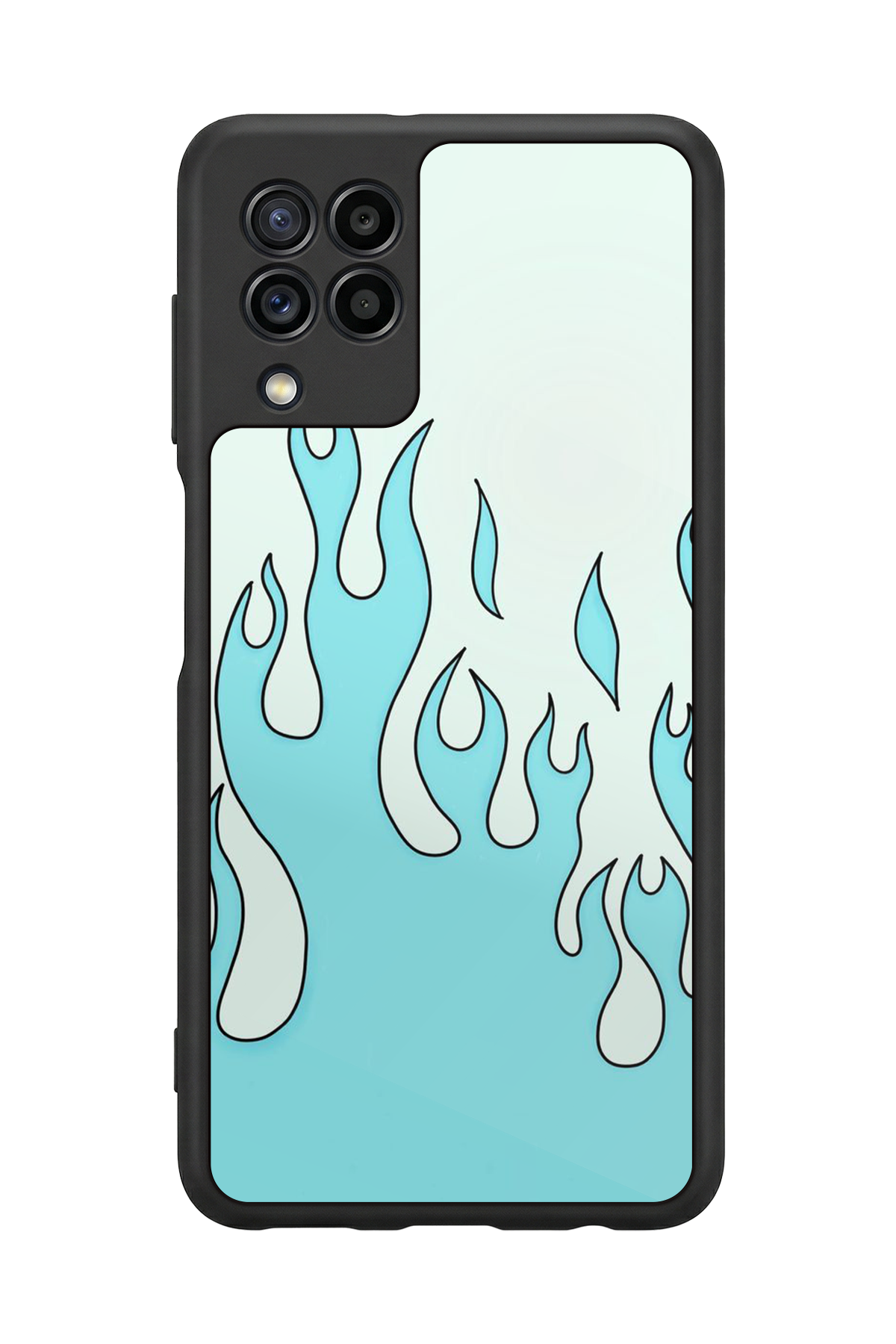 Samsung Galaxy M22 Uyumlu Retro Flame Patterns Tasarımlı Glossy Premium Kılıf