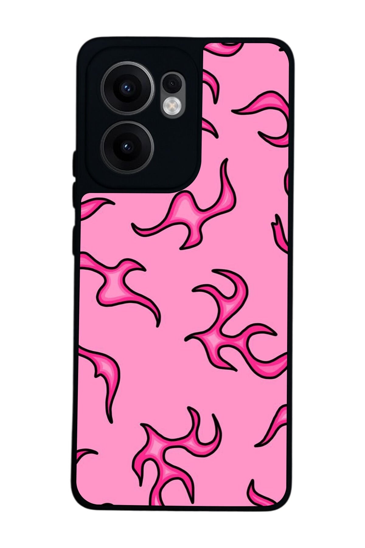 Oppo Reno 13F Uyumlu Retro Flame Patterns Tasarımlı Glossy Premium Kılıf
