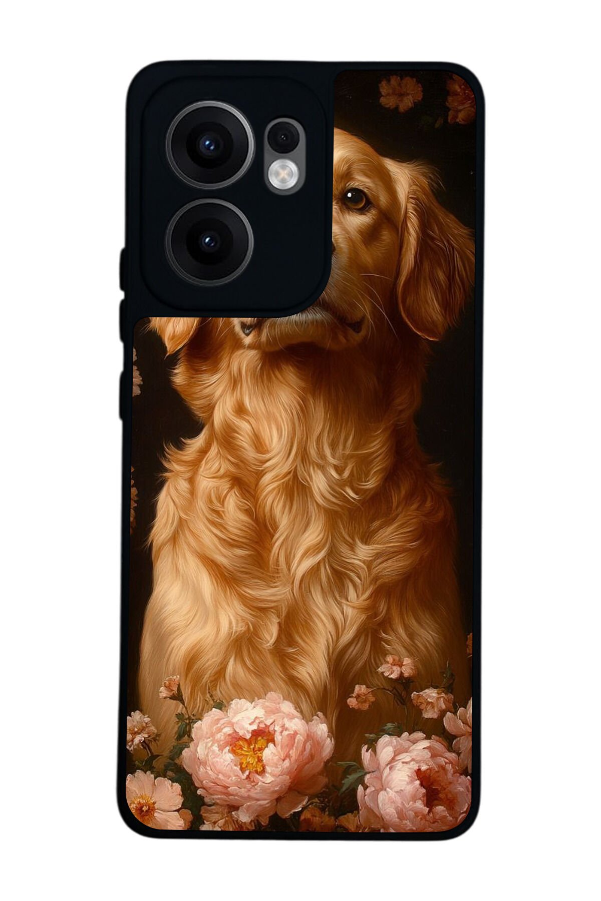 Oppo Reno 13F Uyumlu Golden Kopek Tasarımlı Glossy Premium Kılıf