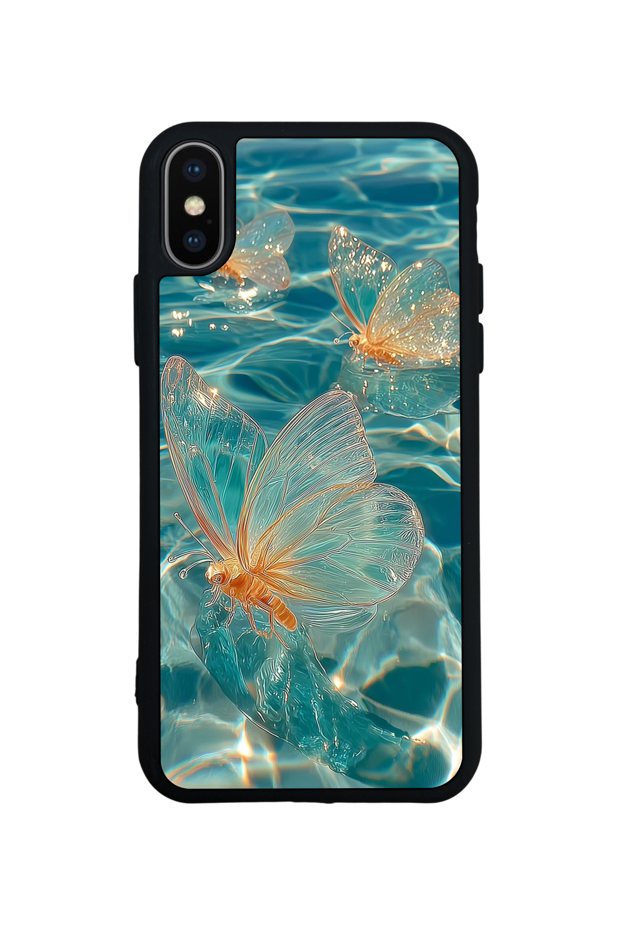 iPhone X/ XS Uyumlu Kelebek Tasarımlı Glossy Premium Kılıf