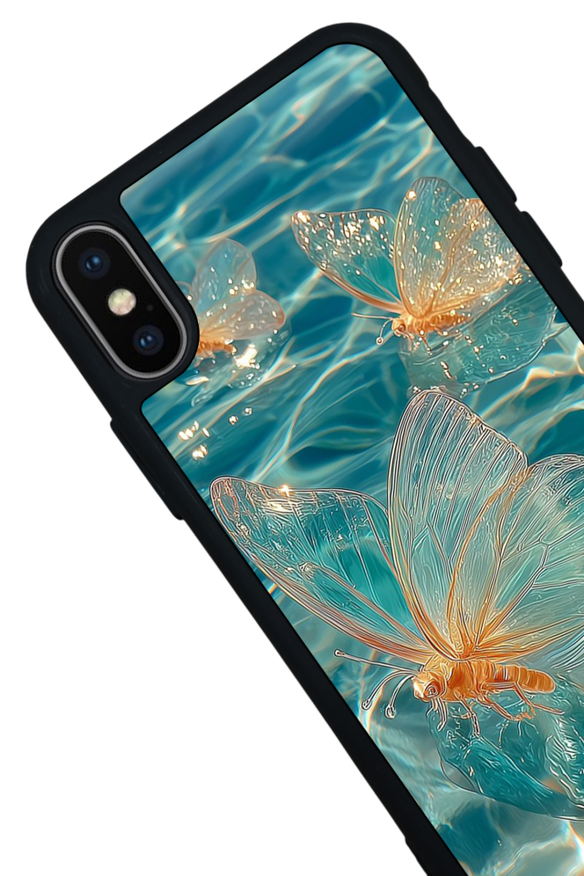 iPhone X/ XS Uyumlu Kelebek Tasarımlı Glossy Premium Kılıf