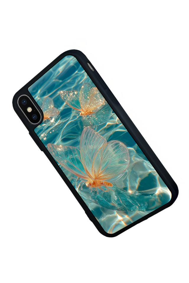 iPhone X/ XS Uyumlu Kelebek Tasarımlı Glossy Premium Kılıf