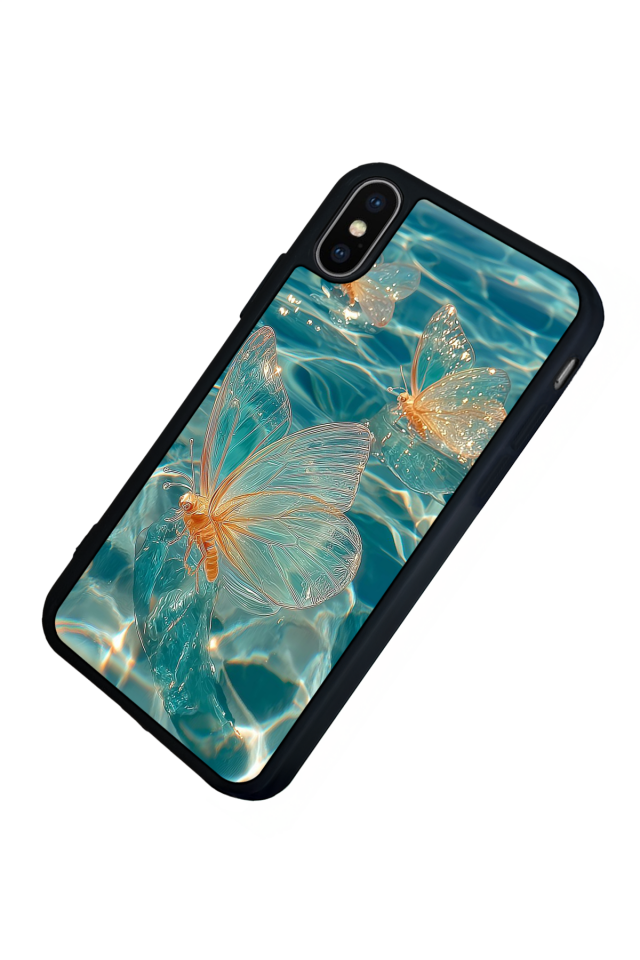 iPhone X/ XS Uyumlu Kelebek Tasarımlı Glossy Premium Kılıf