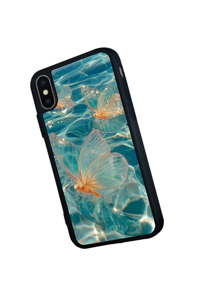 iPhone X/ XS Uyumlu Kelebek Tasarımlı Glossy Premium Kılıf
