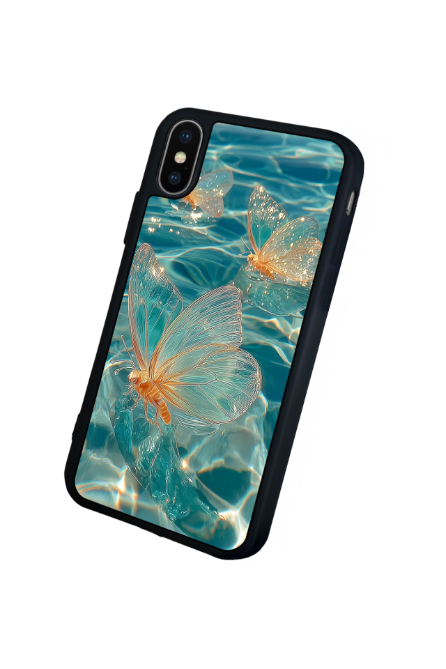 iPhone X/ XS Uyumlu Kelebek Tasarımlı Glossy Premium Kılıf