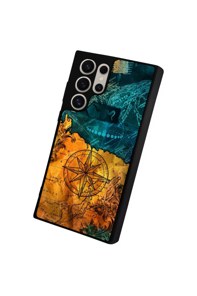 Samsung Galaxy S24 Ultra Uyumlu Pusula Tasarımlı Glossy Premium Kılıf