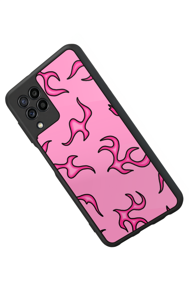 Samsung Galaxy M22 Uyumlu Retro Flame Patterns Tasarımlı Glossy Premium Kılıf