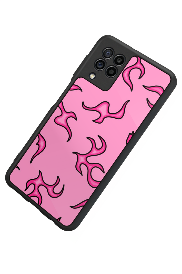Samsung Galaxy M22 Uyumlu Retro Flame Patterns Tasarımlı Glossy Premium Kılıf