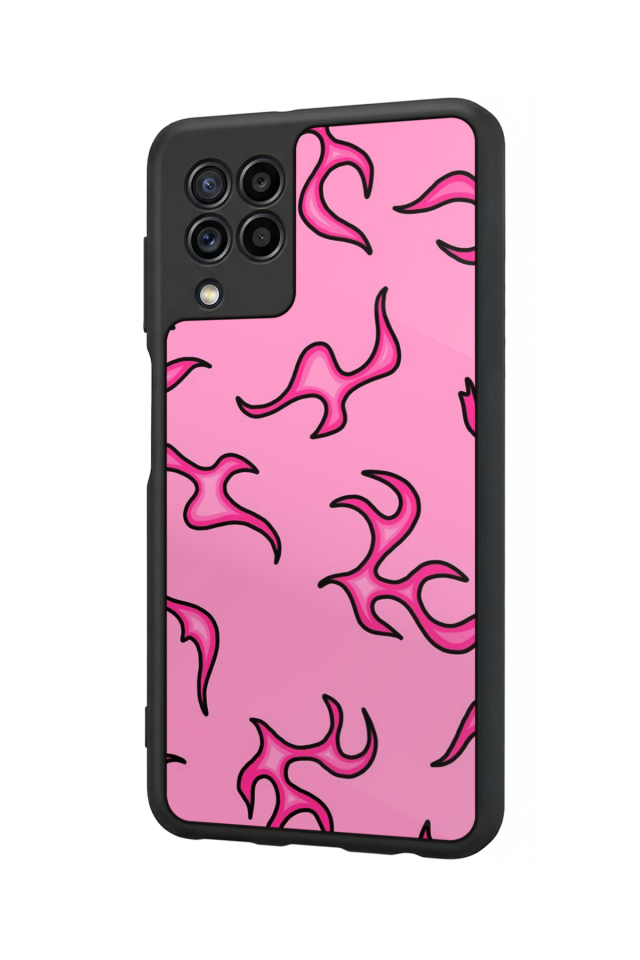 Samsung Galaxy M22 Uyumlu Retro Flame Patterns Tasarımlı Glossy Premium Kılıf