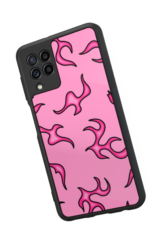 Samsung Galaxy M22 Uyumlu Retro Flame Patterns Tasarımlı Glossy Premium Kılıf