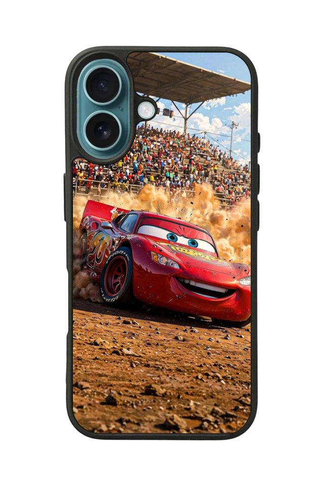 iPhone 16 Plus Uyumlu Şimsek McQueen Tasarımlı Glossy Premium Kılıf