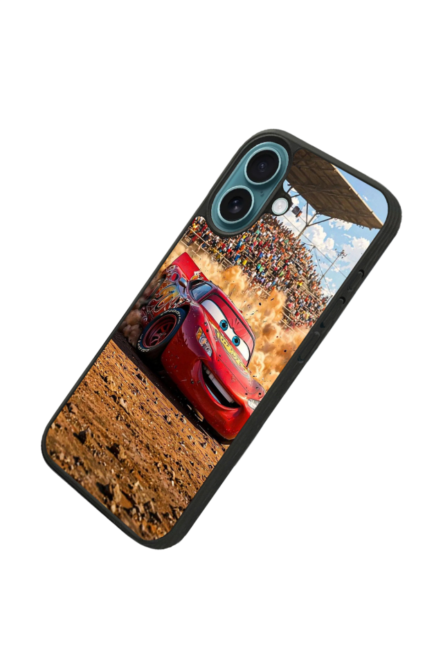 iPhone 16 Plus Uyumlu Şimsek McQueen Tasarımlı Glossy Premium Kılıf