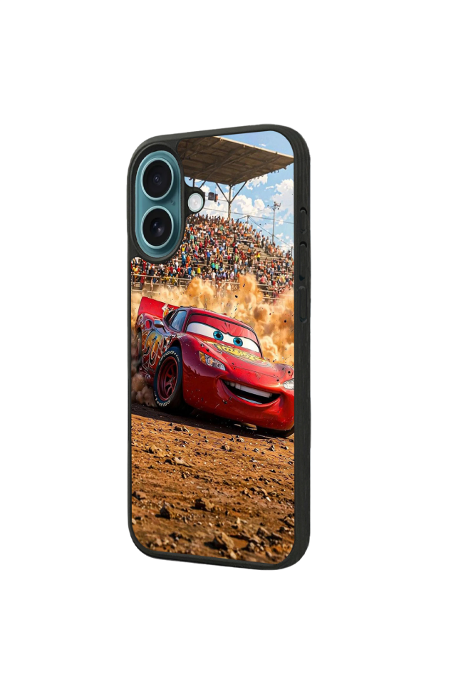 iPhone 16 Plus Uyumlu Şimsek McQueen Tasarımlı Glossy Premium Kılıf