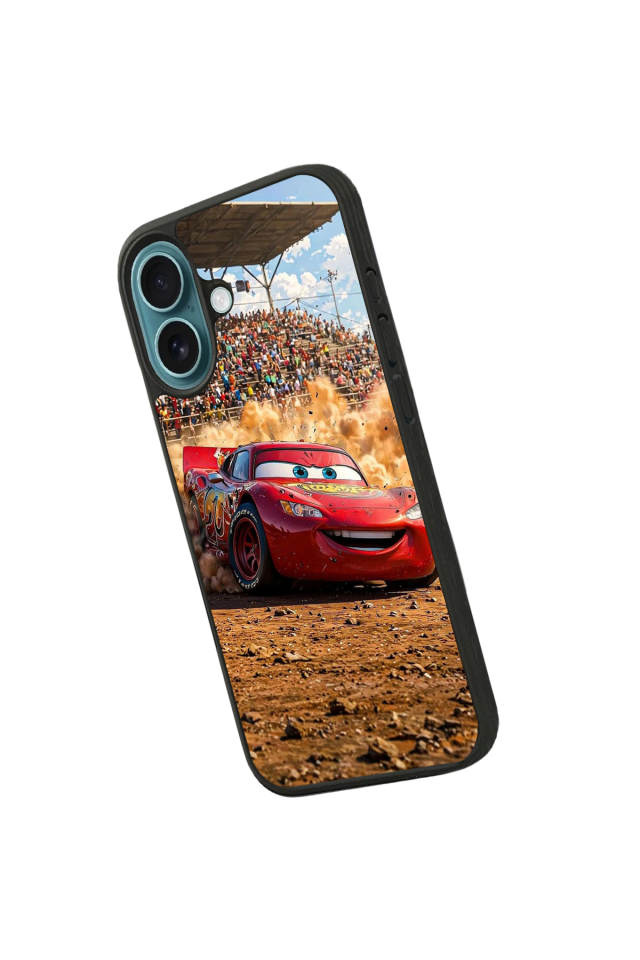 iPhone 16 Plus Uyumlu Şimsek McQueen Tasarımlı Glossy Premium Kılıf