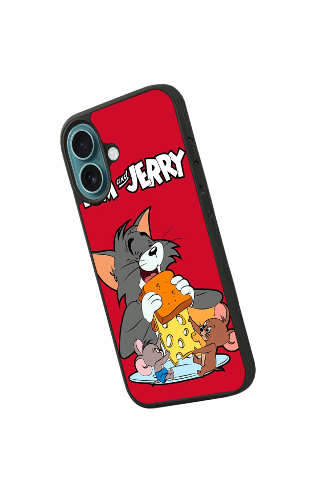 iPhone 16 Uyumlu Tom And Jerry Tasarımlı Glossy Premium Kılıf