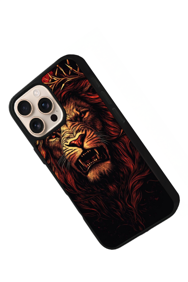 iPhone 15 Pro Uyumlu Aslan Tasarımlı Glossy Premium Kılıf