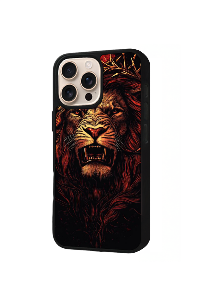 iPhone 15 Pro Uyumlu Aslan Tasarımlı Glossy Premium Kılıf