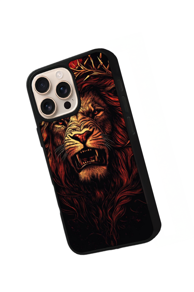 iPhone 15 Pro Uyumlu Aslan Tasarımlı Glossy Premium Kılıf
