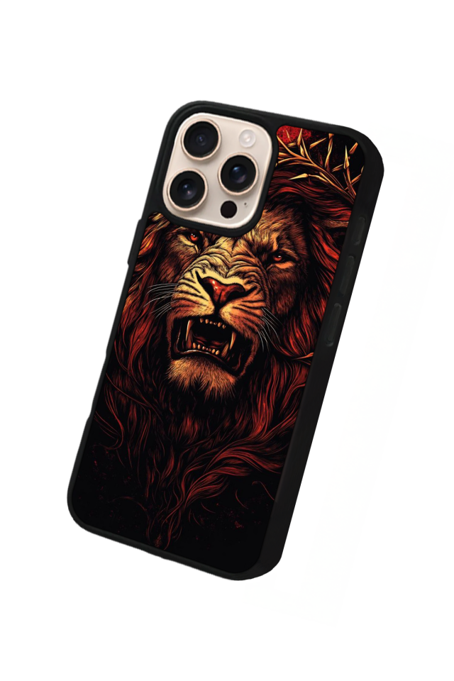 iPhone 15 Pro Uyumlu Aslan Tasarımlı Glossy Premium Kılıf