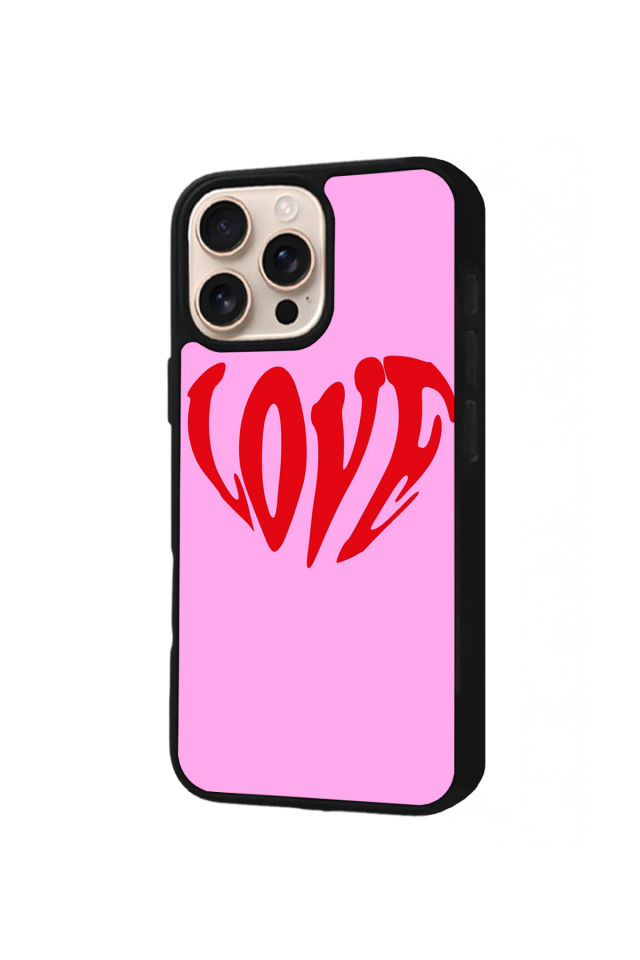 iPhone 16 Pro Uyumlu Kalp Love Tasarımlı Glossy Premium Kılıf