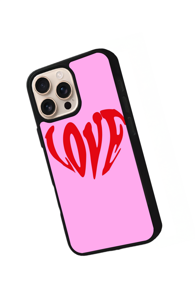iPhone 16 Pro Uyumlu Kalp Love Tasarımlı Glossy Premium Kılıf