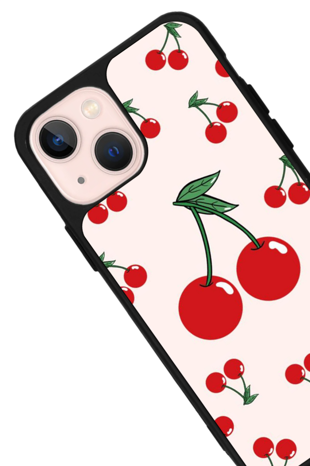 iPhone 15 Uyumlu Kiraz Tasarımlı Glossy Premium Kılıf